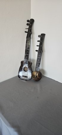 Pair of Rustic Handmade Miniature Decorative Guitars