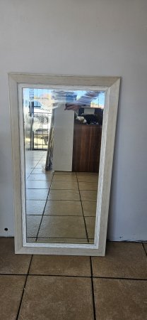 Tall White-Framed Wall Mirror