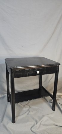Black Bedside Cabinet / Side Table with Door & Open Shelf