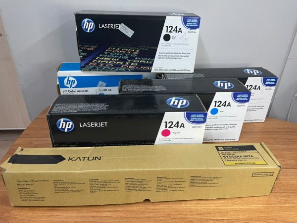 Empty Printer Toner Cartridges for Refilling — HP 124A Set + Kyocera TK-8325Y