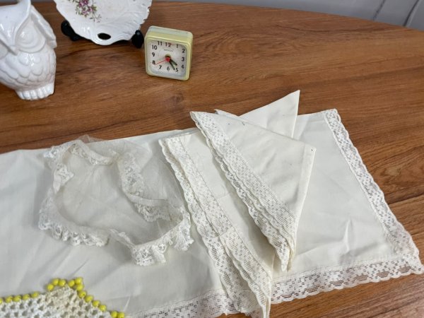 Vintage Decorations Collection — Ceramics, Silver-Plate Tray, Hand Fan & Lace Linens