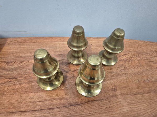 Solid Brass Bell Candle Holders ×4 — approx 10cm