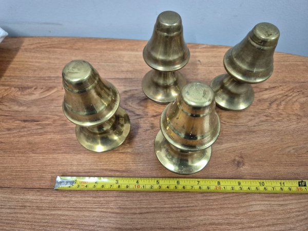 Solid Brass Bell Candle Holders ×4 — approx 10cm