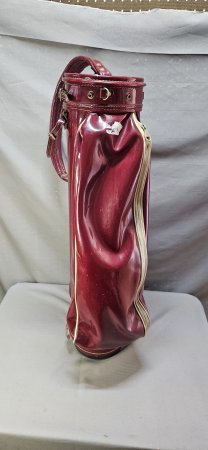 Vintage Burgundy Patent-Leather Golf Bag