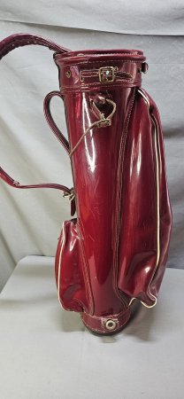 Vintage Burgundy Patent-Leather Golf Bag