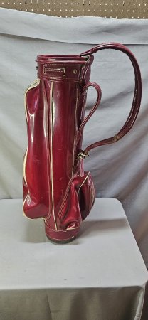 Vintage Burgundy Patent-Leather Golf Bag