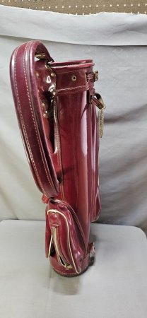 Vintage Burgundy Patent-Leather Golf Bag