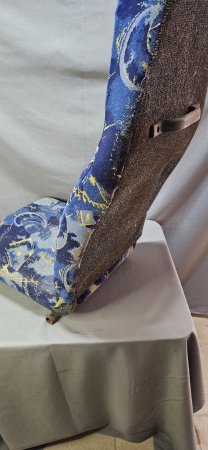 Single Car Seat — 1990s Blue & Gold Abstract Fabric, High-Back