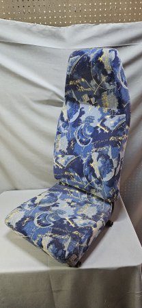 Single Car Seat — 1990s Blue & Gold Abstract Fabric, High-Back