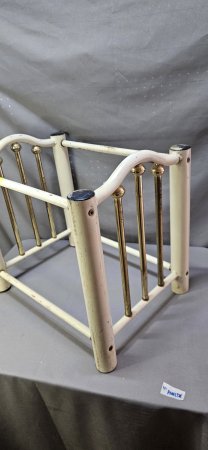 Vintage White & Brass Metal Table Base — for Glass-Top Side/Coffee Table
