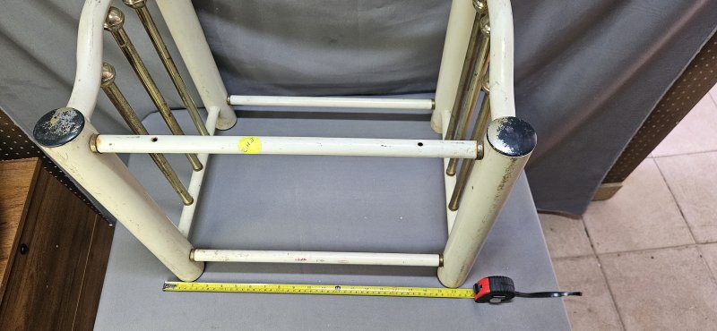 Vintage White & Brass Metal Table Base — for Glass-Top Side/Coffee Table