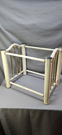 Vintage White & Brass Metal Table Base — for Glass-Top Side/Coffee Table