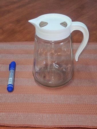 Retro Glass Jug with White Plastic Lid and Handle