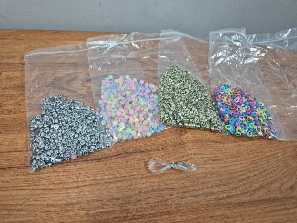 Alphabet Letter Beads — Four Bags plus Elastic Cord