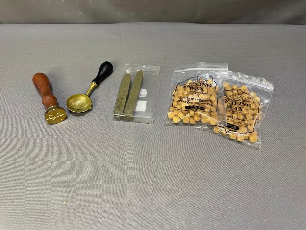 Wax Seal Stamp Kit — Brass Bow Seal, Spoon & Sealing Wax