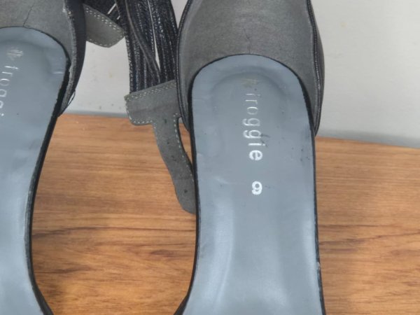Froggie Black Leather Strappy Sandals — Size 9, Ankle Strap