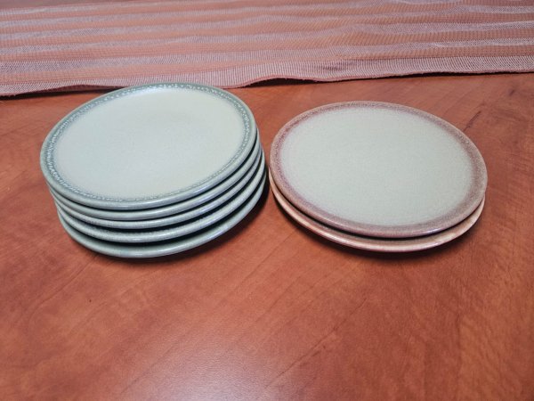 7 Studio Stoneware Side Plates — Sage Green & Tan Glaze