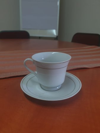 White Porcelain Teacup & Saucer Set — 11 Duos, Gold Rim Lines