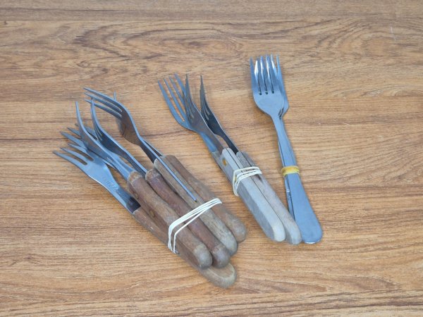 Wooden-Handled Table Forks — Two Bundles