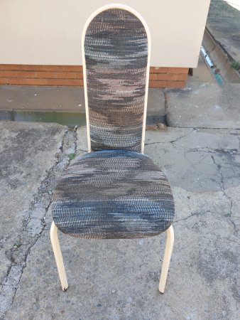 High-Back Stacking Side Chair — Retro Fleck Upholstery