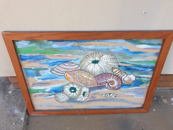 Seashell Still Life Painting — Framed in Oak, Under Glass