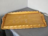 Pine Wooden Serving Tray with Scalloped Edge - Image 1