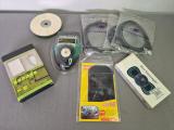 Mixed Tech Accessories Bundle — Blank CDs, USB Cables, FM Earpiece, Massager & More - Image 1