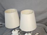 Pair of Modern White Bedside / Table Lamps with Drum Shades - Image 3