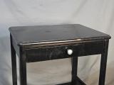 Black Bedside Cabinet / Side Table with Door & Open Shelf - Image 1