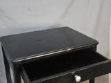 Black Bedside Cabinet / Side Table with Door & Open Shelf - Image 2