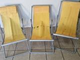 Set of 3 Retro Folding Deck Chairs — Yellow Canvas, Aluminium Frame - Image 1