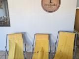Set of 3 Retro Folding Deck Chairs — Yellow Canvas, Aluminium Frame - Image 2