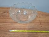 Scalloped Glass Fruit Bowl — Wheat Pattern, approx 28cm - Image 3