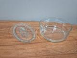 Cut-Glass Oval Dish and Plain Glass Serving Bowl - Image 1