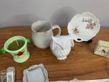 Vintage Decorations Collection — Ceramics, Silver-Plate Tray, Hand Fan & Lace Linens - Image 4