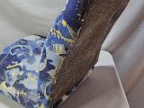 Single Car Seat — 1990s Blue & Gold Abstract Fabric, High-Back - Image 2