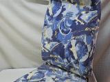 Single Car Seat — 1990s Blue & Gold Abstract Fabric, High-Back - Image 1