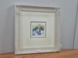 Framed Watercolour Print — Mediterranean Village, Limewash Frame - Image 1