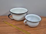 Two Vintage Enamel Chamber Pots — Black and Navy Rims - Image 2