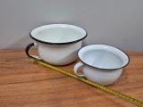 Two Vintage Enamel Chamber Pots — Black and Navy Rims - Image 1